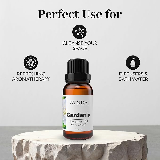 Gardenia Essential Oil - 100% Pure & Natural | Gardenia Oil for Diffuser, Skin & Body | Organic Essential Oils | Luxurious Floral Aroma for Relaxation, Aromatherapy & Massage - 10ml