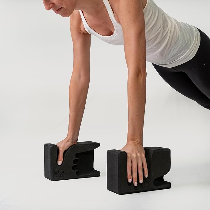 WRISTBuddy® Hand-Shaped Ergonomic Yoga Blocks for Optimal Wrist Support During Yoga, Pilates, Pushups, Planks, and Handstands - Patented Non Slip Blocks for Enhanced Stability and Comfort.