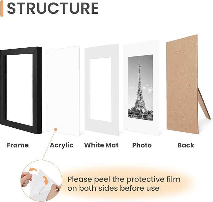 upsimples 11x14 Picture Frame Set of 10, Display Pictures 8x10 with Mat or 11x14 Without, Multi Photo Frames Collage for Wall Display, Black | Fit 8x10 with Mat and 11 x 14 Photos, Wall or Tabletop Display, For Gallery Hallway Living Room, For Christmas