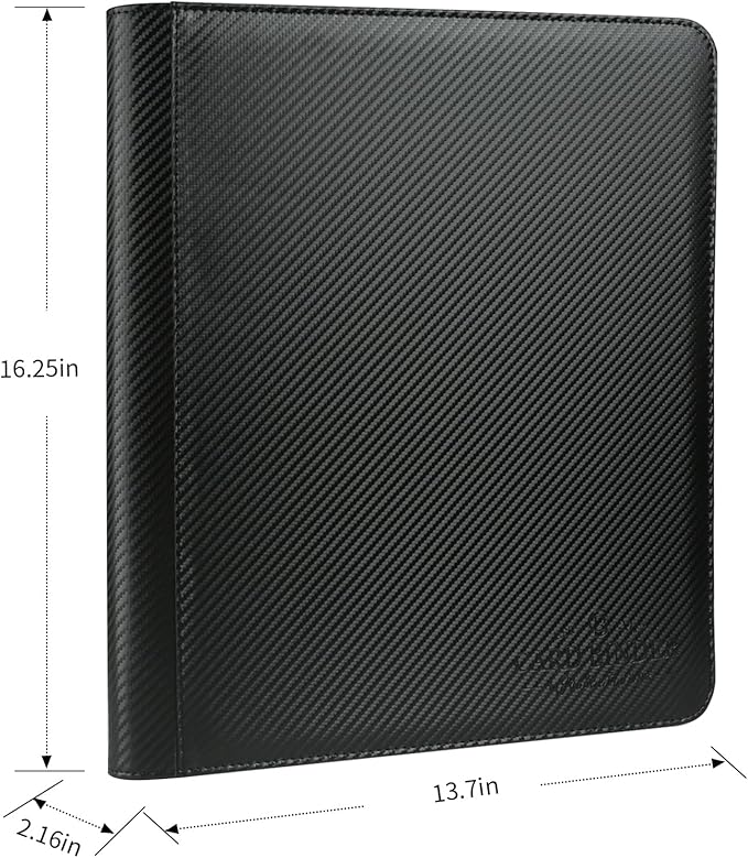 Toploader Binder,Toploader Hard Cases, 9-Pocket Pages Sleeves Hold up 288 Cards.Toploader Card Binder with Sleeves for “3×4” rigid，Card Holder(black)