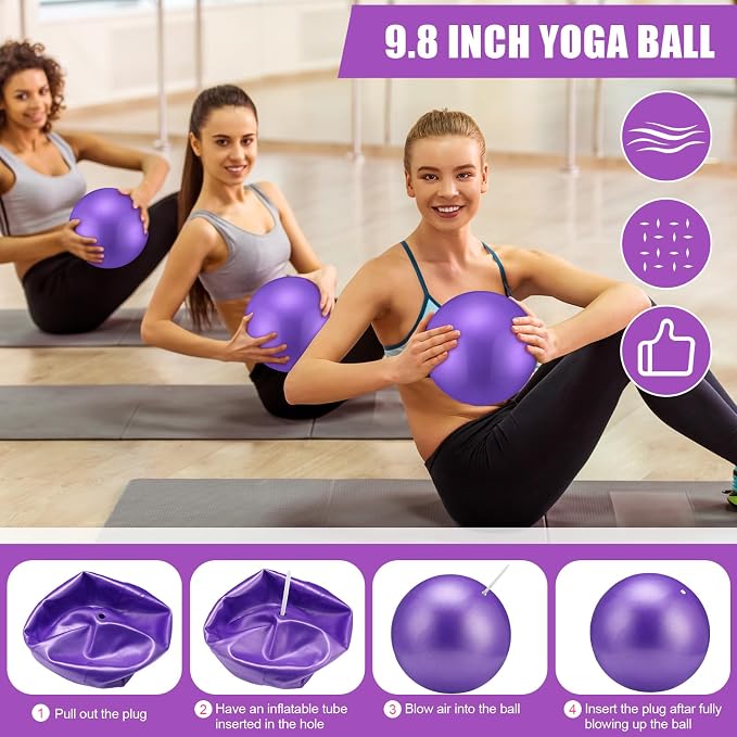 Silipull 10 Pcs Pilates Ring Blocks Set for Women Home Yoga Equipment Accessories Pilates Ring Circle and Ball Workouts Gift Include Ball Yoga Circle Resistance Bands Block Straps Gym Bag