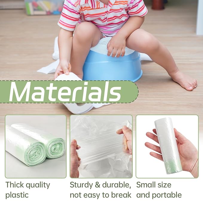 200 Pack Portable Potty Chair Liners with Drawstring,Disposable Potty Liners Bags,Training Toilet Seat Potty Bags for Kids Toddler Pet Outdoors