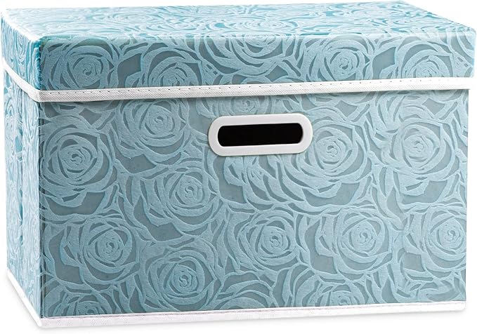 Larger Collapsible Storage Cube with Lid [1-Pack] Fabric Decorative Storage Bins Box Organizer Container Basket with Cover Handles for Bedroom Closet Living Room 17.7x11.8x11.8 Inch