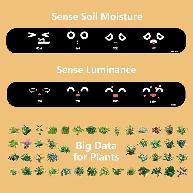 Ivy Intelligent Flower Pot for Home Decoration Plants Companion Neat Desk Setup Gift Smart Pet Planter Robot Guidance on Plant Care with Emojis Pet Friends (Pink)