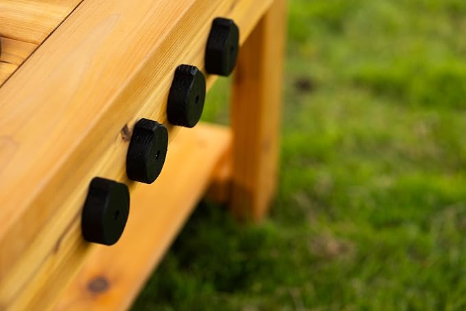 Noble Toys XL Cedar Outdoor Mud Kitchen Centered with Backsplash and Stovetop for Toddlers Kids | Pretend Play Table | Sensory Table | Outside Playset | Real Wooden Kitchens | Preschool Equipment