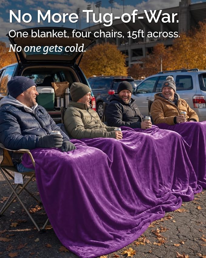 Ultra Soft Fleece Blanket Giant Blanket Size - Flannel Fleece Luxury Blanket - Lightweight for Couch Bed Chair - Thick, Warm and Breathable - All Season Cozy, Purple