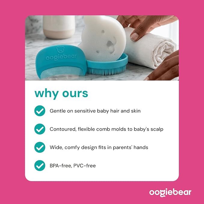 oogiebear Cradle Cap Sponge Replacement Set - Gentle & Effective Baby Scalp Care, Soft Sponge Refills for Cradle Cap Brush, 0+ Months, 6-Pack