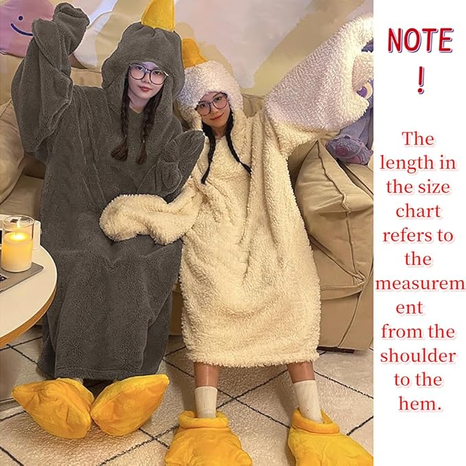 Goose Blanket Hoodie Onesie Adult & Kid,Oversized Warm Duck Wearable Hoodie Blanket with Sleeves,Cozy Sleeping Bag