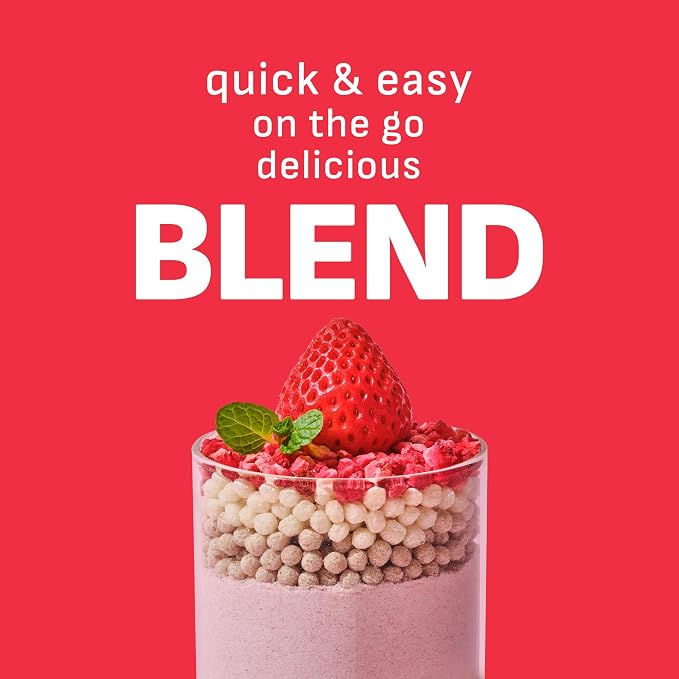 Flimeal Strawberry Protein Shake, With Crunchy Protein Balls, Protein Smoothie Powder - 19g Protein, Low Sugar, Keto-Friendly Meal Replacement Shake, 22.22oz, 14 Servings, 14 Servings (1 X 22.22oz)