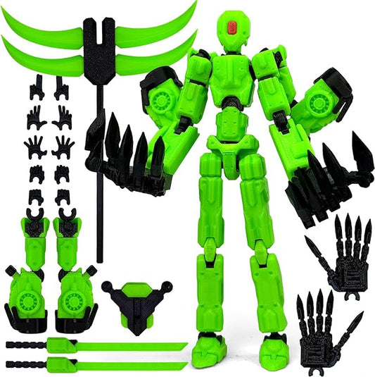 8Inch T13 Action Figure Assembly Completed, T13 Multi-Jointed Movable Robot Action Figure Set,Collectors Desktop Decorations for Game Lovers Toys (Green)