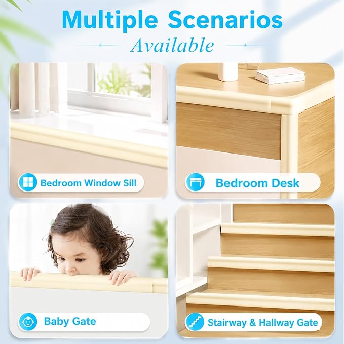 ZOMPAGO Baby Edge Protector Roll (6.56FT) & 8 Corner Guards - White Foam Furniture Corner Protectors - Baby Proof Corners and Edges for Table, Wall, Bed Frame - Baby Proofing Safety Bumpers