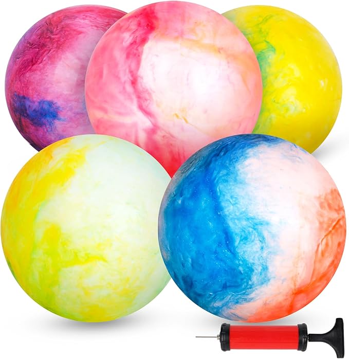 3 otters 5-Pack 12-Inch Playground Balls, Sensory Kickball & Dodgeball Set with Air Pump for Indoor/Outdoor Sports, Kids Games and Party Favors