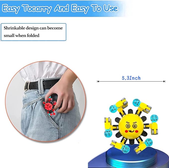 30 Pcs Transformable Fidget Spinner Toys for Kids, Stress Relief Sensory Toys for Autism ADHD, Birthday Party Favors, Easter Basket Essentials, Classroom Prizes, Stocking Stuffers for Boys Girls