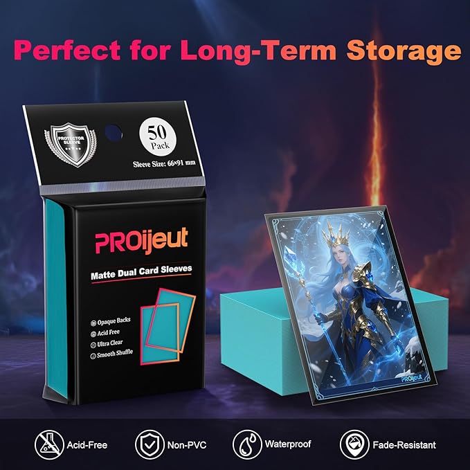 200 Pack Card Sleeves, Matte Dual Trading Card Sleeves with Opaque Back & Smooth Shuffle, Tear Resistant Card Protectors for MTG, TCG and Game Cards (Glacier Blue)