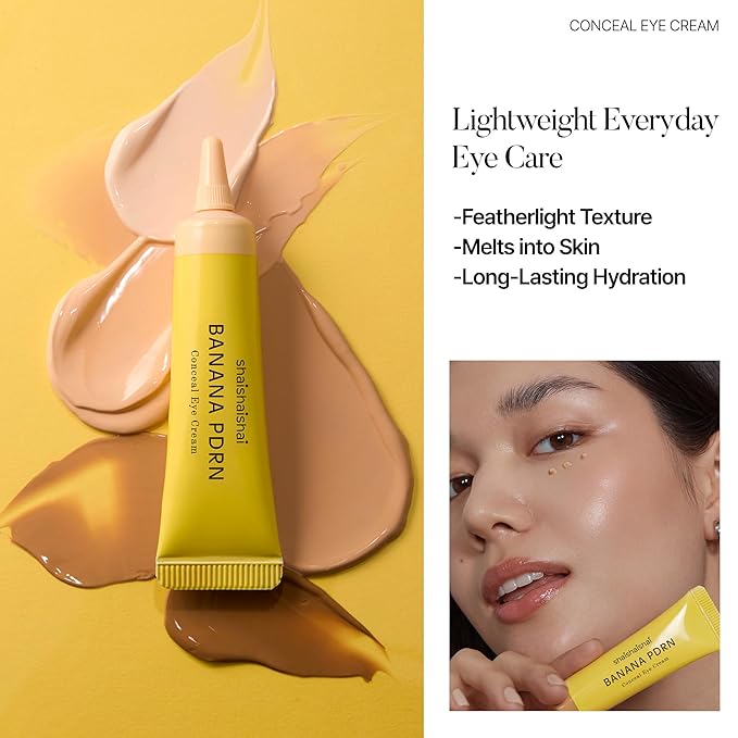 shaishaishai BANANA PDRN Conceal - Hydrating Under Eye Cream & Dark Circle Coverage, Advanced Formula with PDRN + Ectoin, Non-Sticky, Korean Skincare, 0.52 oz (Toffee)