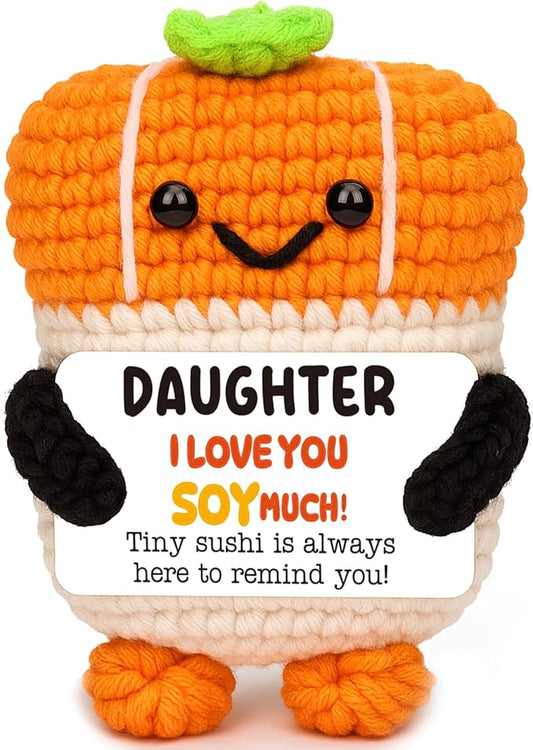 Mini Daughter Birthday Gifts from Mom Dad Funny Handmade Emotional Crochet Sushi I Love You Gifts for Daughter from Mother Father Back to School Graduation Christmas Stocking Stuffers Present