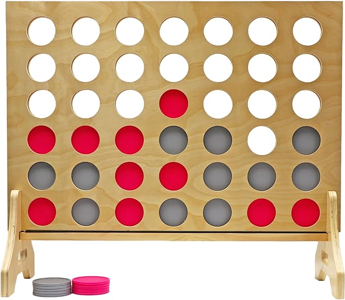 Tailgating Pros Premium Giant Four in a Row with Carrying Case - Jumbo Oversized Outdoor Yard Game - Connect Multiple Pucks in a Row to Win - Many Puck Colors Available!