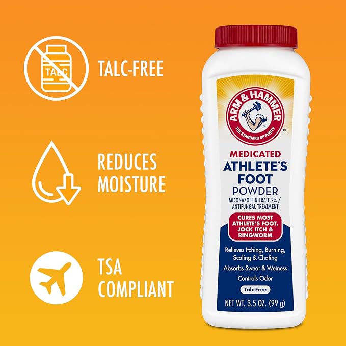 Arm & Hammer Athlete's Foot Powder - Antifungal Treatment for Feet with Baking Soda - Relieves Itching, Burning, and Odor - Clinically Proven Formula - 3.5 oz 4 Pack (4)