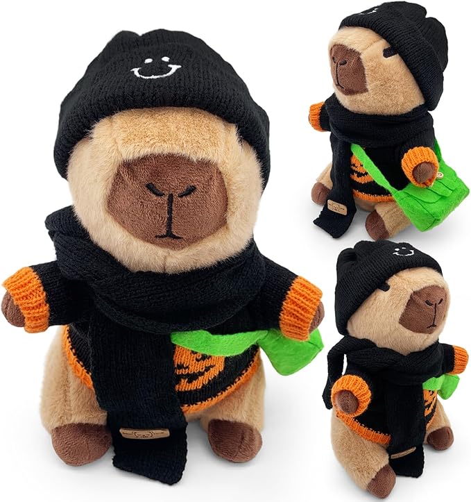 Capybara Plush Toy, Cute Stuffed Animals Kawaii Capibara Plush Pillow Christmas Birthday Easter Valentine's Day Gift for Kids Boys Girls (11 PCS Halloween)