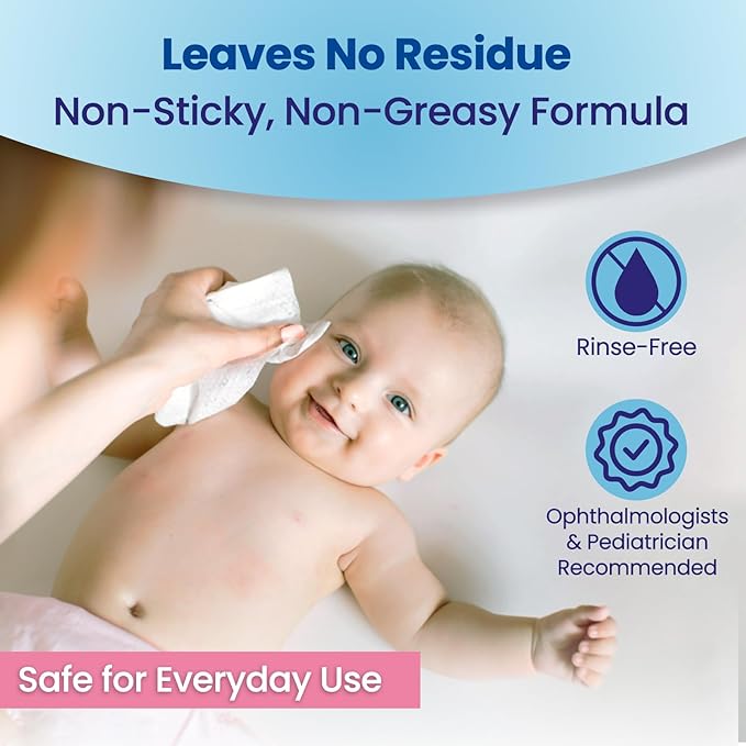 Dr. Fischer Baby Eye Wipes for Newborns & Toddlers - Sterile Eyelid Cleansing Wipes for Clogged Tear Ducts, Stye & Pink Eye - Tear Free, Hypoallergenic, Rinse Free - Pediatrician Recommended