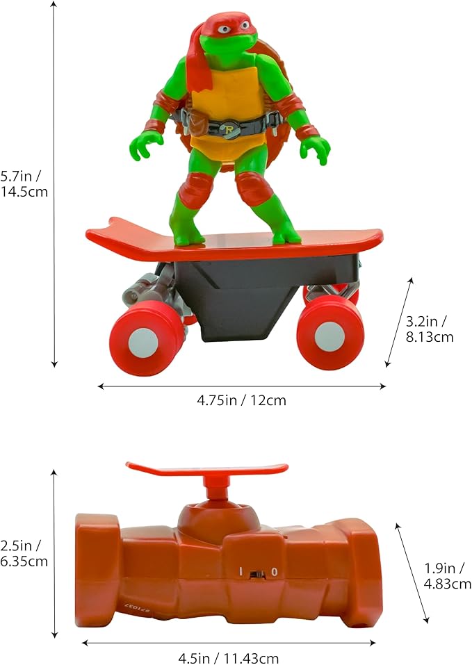 Teenage Mutant Ninja Turtles Toy, Raphael Half Pipe RC Skate Vehicle with Tricks, 2.4 GHz Remote Control TMNT Ninja Turtle Toy, Mutant Mayhem, Ages 5+