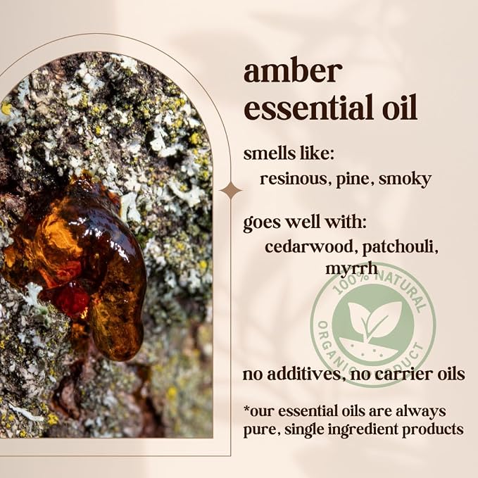 Avivni Amber Organic Essential Oil - 100% Pure & Natural, Undiluted for Aromatherapy, Skin, Hair, Diffuser (0.33oz - 10ml)…