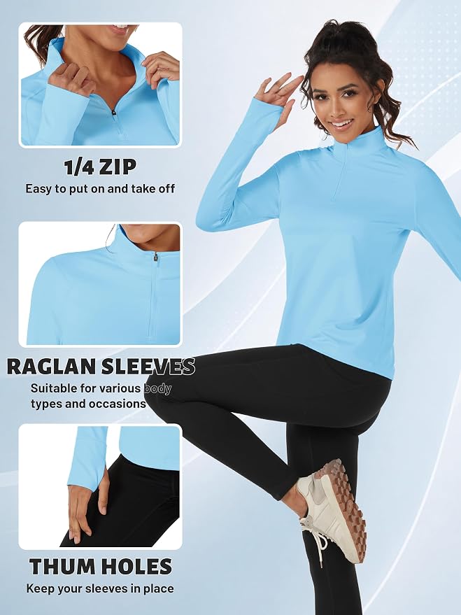 TACVASEN Women's Quarter Zip Sweatshirt Fleece Long Sleeve Workout Pullover | Lightweight Breathable Thermal Fabric,Mock Neck Design,Athletic Tops,Ideal for Gym Running Activities