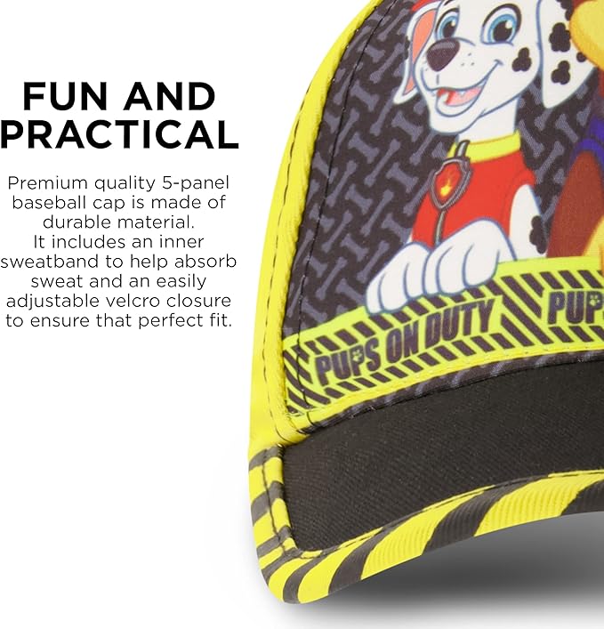 Nickelodeon Boys Baseball Cap, Paw Patrol Marshall Adjustable Toddler Hat, Ages 2-4 Or Boy Hats for Kids Ages 4-7