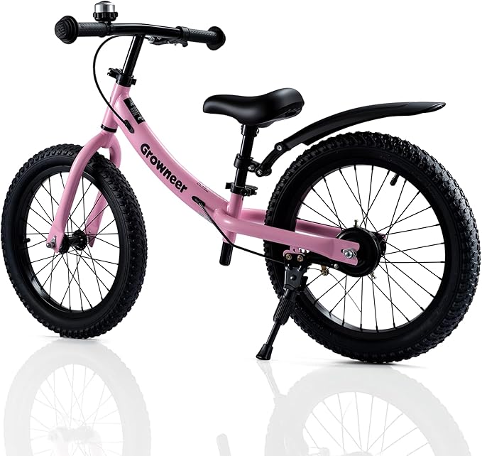 GROWNEER 16" Kids Balance Bike for 4-8 Year Old Boys Girls, Lightweight High Carbon Steel Frame Bicycle, Adjustable Padded Seat & Handlebars, Rear Brake, All-Terrain