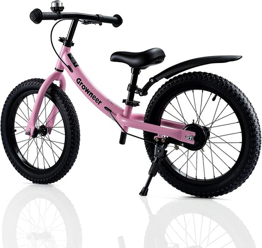 GROWNEER 16" Kids Balance Bike for 4-8 Year Old Boys Girls, Lightweight High Carbon Steel Frame Bicycle, Adjustable Padded Seat & Handlebars, Rear Brake, All-Terrain