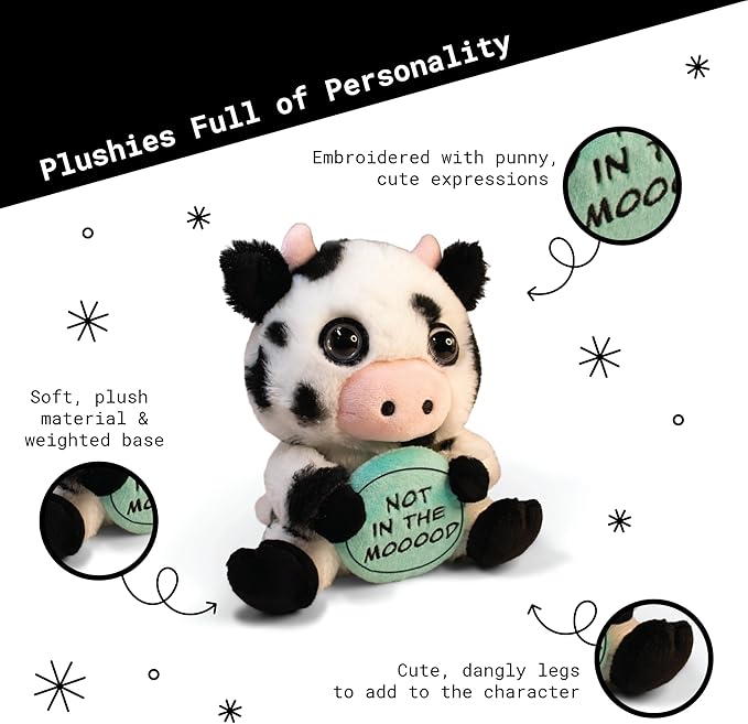 Cow Plushie - Not in The Mooooood Sassy Cow Plush, Gift for Animal Lovers, Cute Plush Toy for Gifting