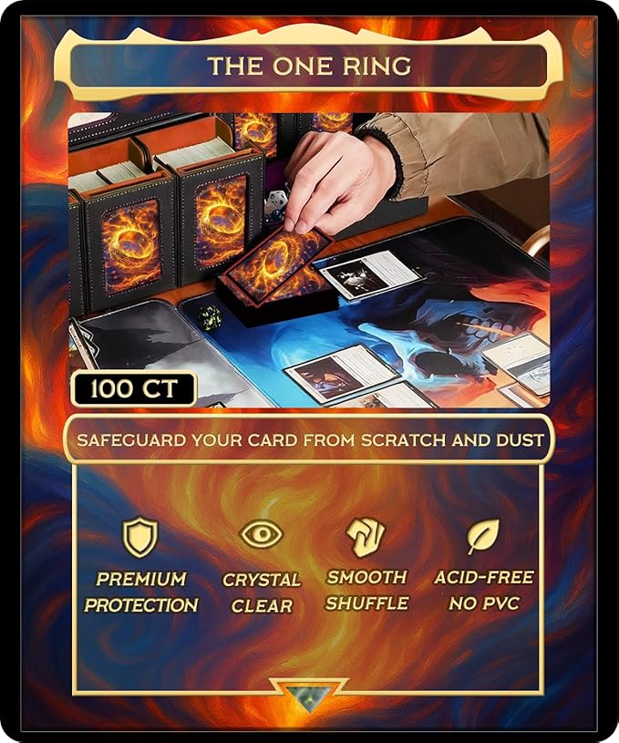 MTG Card Sleeves with 100 Pcs, Waterproof Textured Back Art Sleeves Deck Protector, HD Clear Front & Matte Back, Ultra-Durable, Smooth Shuffle Standard Size Card Sleeves Fit TCG MTG Cards-The Ring