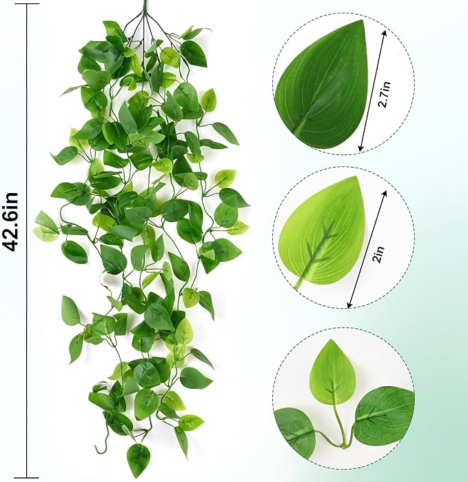 Waipfaru Fake Hanging Plants, 8Pcs Faux Ivy Pothos Vines Greenery | UV Resistant Faux Outdoor Plants Ivy Vines for Modern Boho Patio Outdoor Indoor Party Wall Porch Gazebo Aesthetic Decor