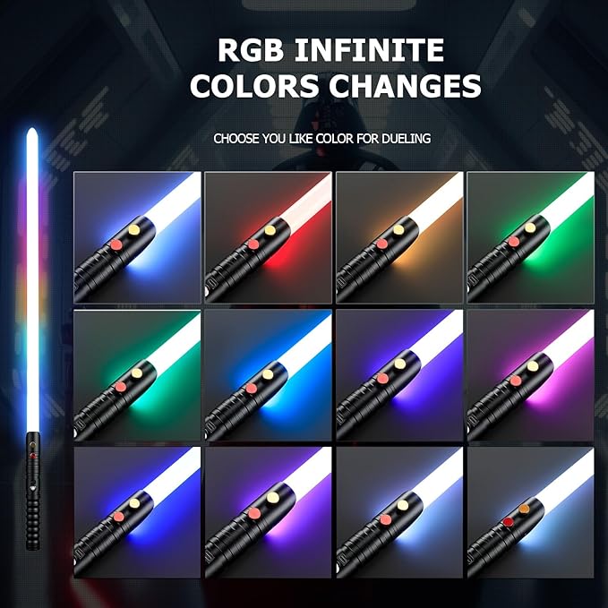CVCBSER Upgrade App Control Dueling Lightsaber, Motion Control 34 Sets Sound Effects 12 Light Effects and 16 Colors Changeable, Premium Metal Light Saber for Adults Kids