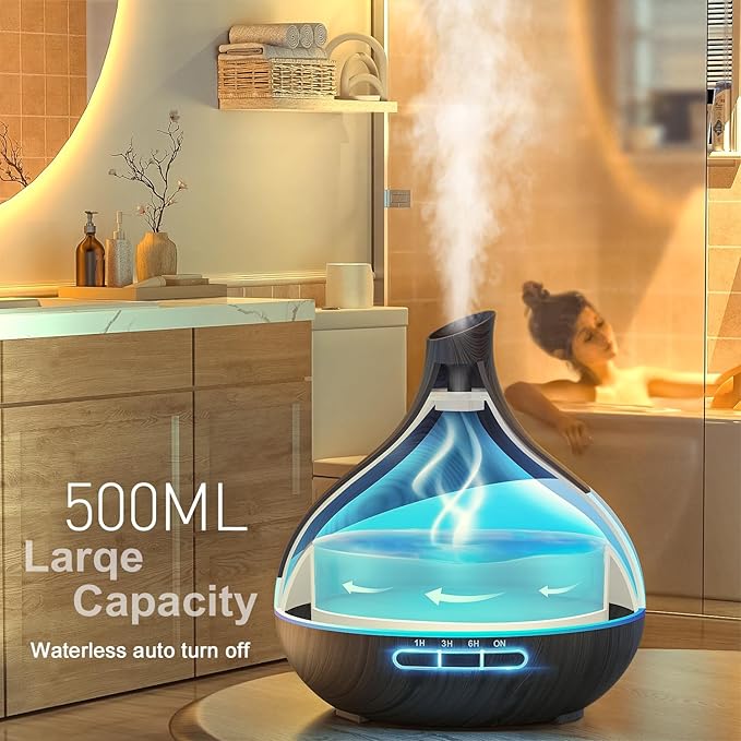 𝟒𝟖%𝐨𝐟𝐟 HJTHJT Essential Oil Diffuser: 500ML Aromatherapy Diffuser with Remote Control for Hotel Spa Yoga Room - Humidifiers for Bedroom with 14 Colors LED Night Light for Kids/Women