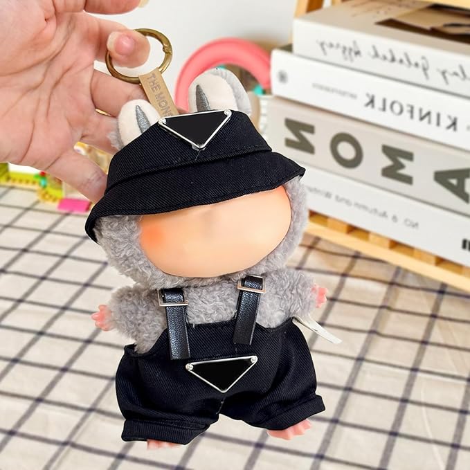2 Sets Cute Doll Clothes for labubu，17cm Dolls Outfit Accessories,for la-bubu Dolls/for la-bubu Clothes,Pink Dress+Black Set It's a Gift for labubu Enthusiasts and Collectors (No Doll)