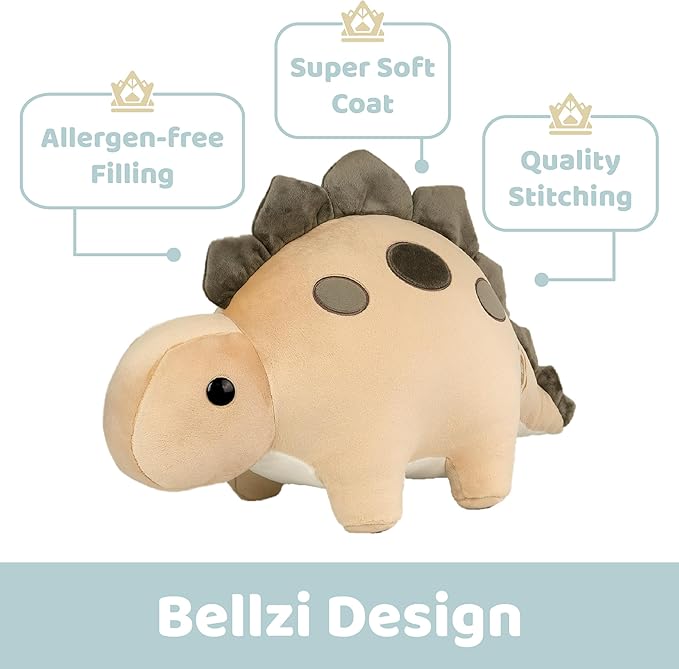Bellzi Stegosaurus – 14.5" Cute Stuffed Animal Plush Toy – Soft & Adorable Dinosaur Plushie Gift – Perfect Present for All Ages – Giant Steggi
