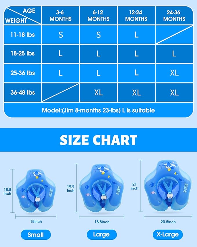 LAYCOL Baby Swimming Float Inflatable Baby Pool Float Ring with Sun Protection Canopy,add Tail no flip Over for Age of 3-36 Months