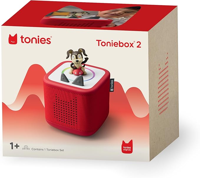 Toniebox 2 Audio Player Starter Set for Kids 1+ with Playtime Puppy - Sunset Red