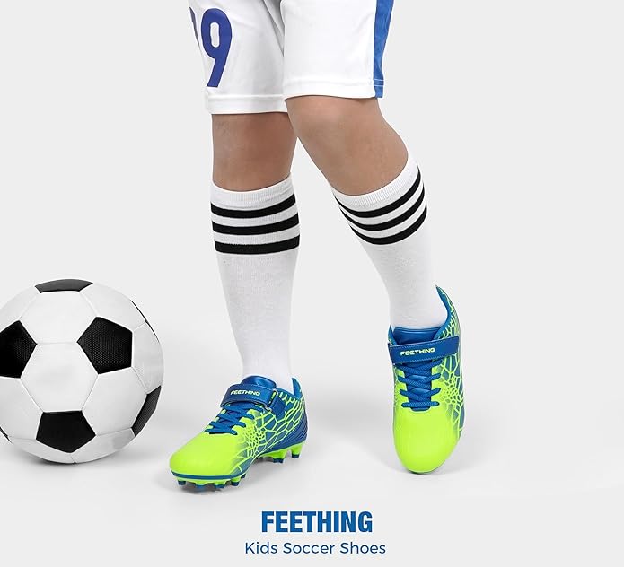 Kids Soccer Cleats for Boys Girls Soccer Shoes Firm Ground Youth Lightweight Athletic Training Football Cleats for Little/Big Kid