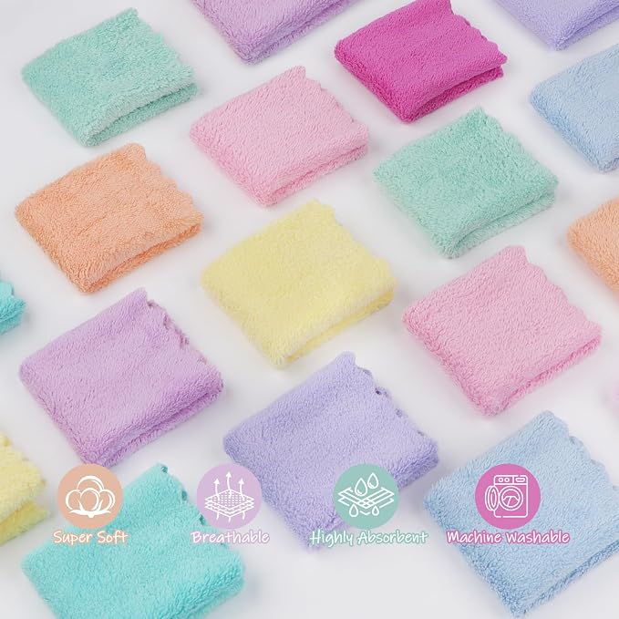 UNIMADE Baby Washcloths, 20 Pack Microfiber Coral Fleece Wash Cloths, Absorbent Baby Towels for Newborns, Infants and Toddlers, Gentle on Sensitive Skin for Face and Body - 11" × 11",Multicolor