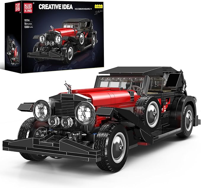 Mould King 10114 Classic Cars Building Kits, MOC Vintage Car Model Building Blocks Set, Gift for Age 14+/Adult Collections Enthusiasts(1308+ Pieces, Static Version)