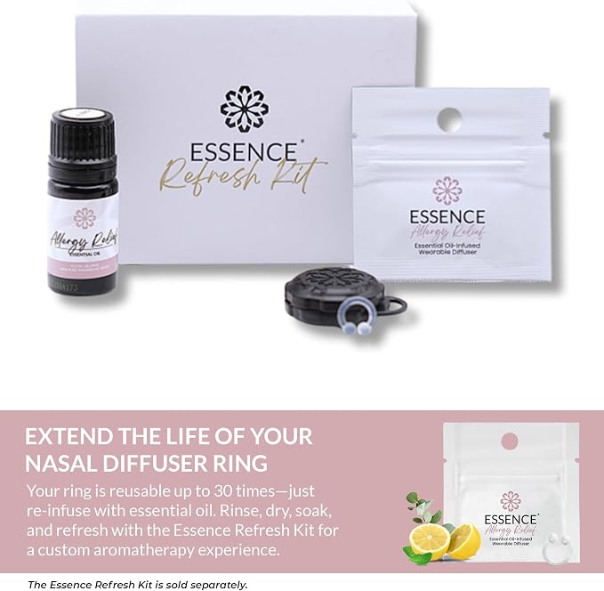 Essence Wearable Aromatherapy Nasal Diffuser – Allergy Relief Essential Oil Nose Ring – Personal Scent Clip for Travel, Work & Everyday Use – Made in USA (3 Pack)