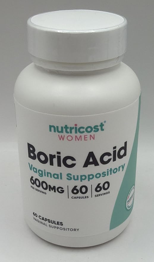 Nutricost Boric Acid (600mg) 60 Capsules GMO-Free | Vaginal Suppository for Women