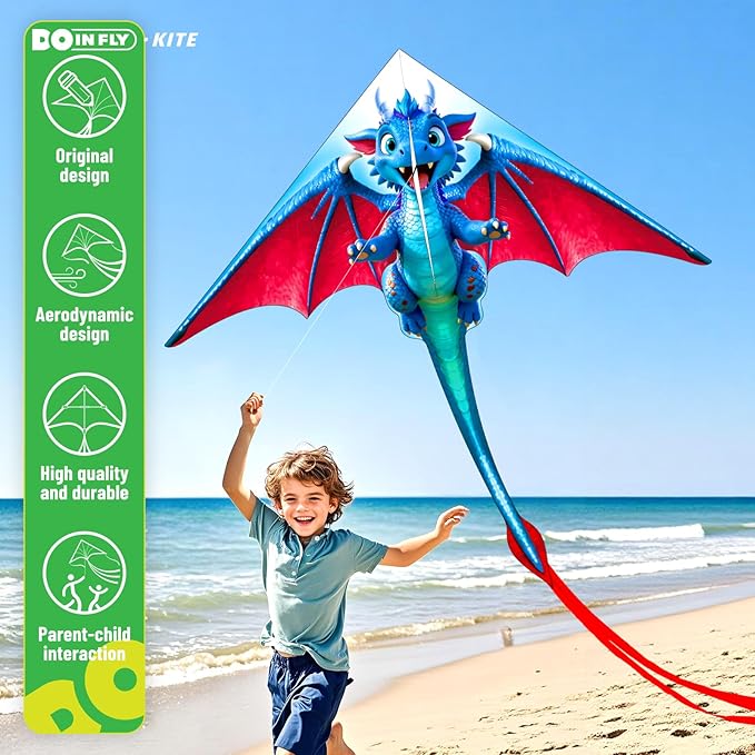 Cartoon Dragon Kite is Suitable for Children and Teenagers, Including Boys and Girls. This Kite is Extremely Easy to Fly and is Perfect for Family outings, Outdoor Games and Activities.