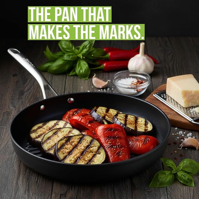 TECHEF - Onyx Collection, 12-inch Grill Pan For Stove Top, Nonstick Grill Pan For indoor cooking, PFOA-Free, Heavy-Duty Aluminum, Made In Korea (No Induction)