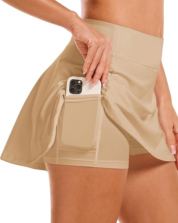 Stelle Women's Tennis Golf Skirts High Waisted with Pockets Inner Shorts for Athletic Skorts Sports Running Pickleball