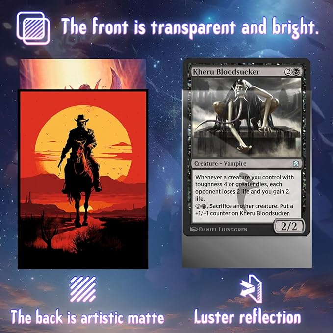 MTG Card Sleeves, Ultra Clear Front & Matte Finish Back, 100 Count Standard Size Matte Art Sleeve for Magic The Gathering (Lone Ranger)