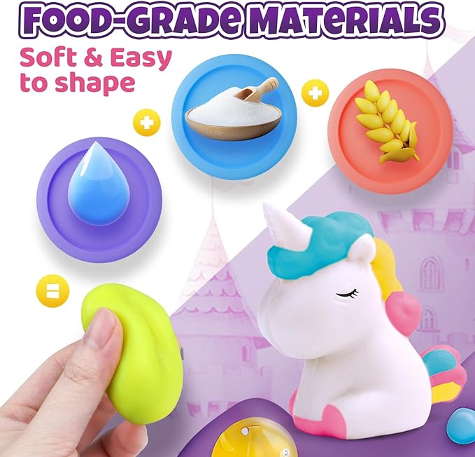 Color Dough Sets for Kids Ages 2-4, Unicorn Theme Dough Tools Kit for Kids Ages 4-8, 11 Piece Color Dough Accessories Arts Crafts Play Set, Preschool Education Toys for Toddlers Girls Age 3 4 5 6 7 8
