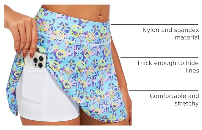 Stelle Women's Tennis Golf Skirts High Waisted with Pockets Inner Shorts for Athletic Skorts Sports Running Pickleball